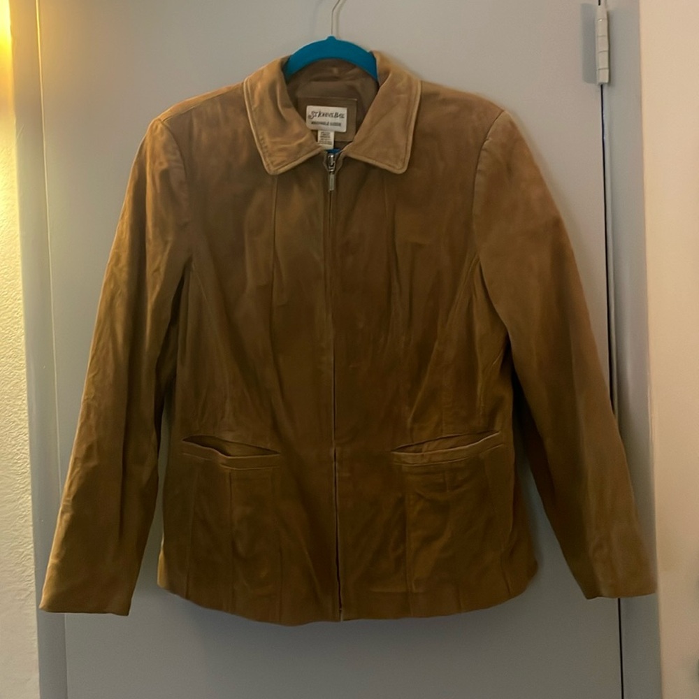 St. John’s Bay Vintage Washable Suede Tan Zip Up Jacket